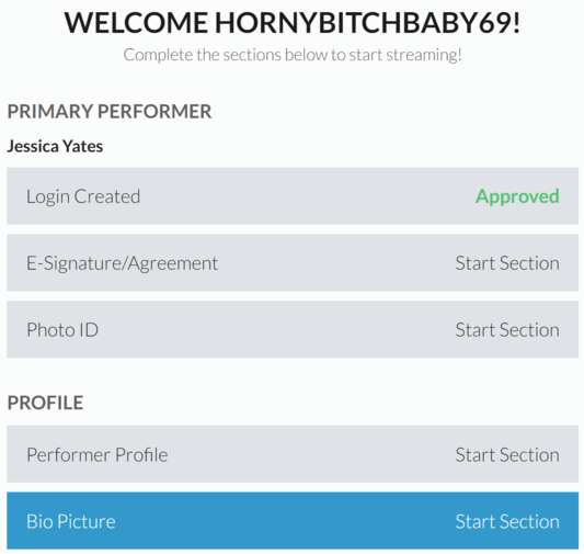 Select the Bio Pic Start Section