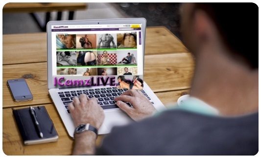 Live Male Webcam Model With Laptop
